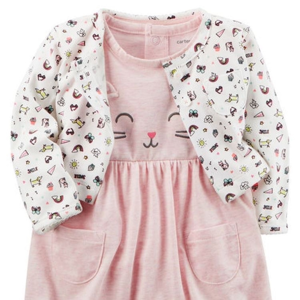 3M Carter’s Baby Girl Dress Onesie & Cardigan Set